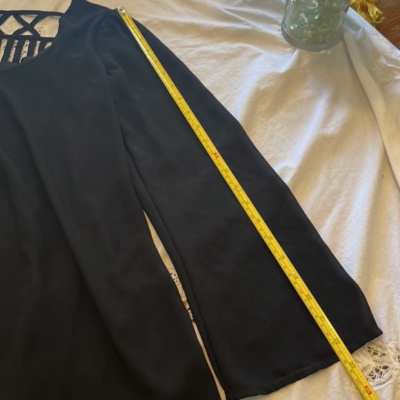 ❤️❤️❤️ WOMEN BLACK SCOOP NECK LONG SHEER SLEEVES DRESS/ X-SMALL - Picture 7 of 8